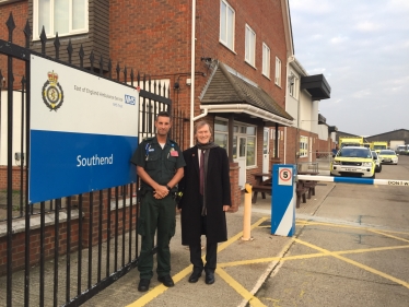 Sir David visited Southend Ambulance Station